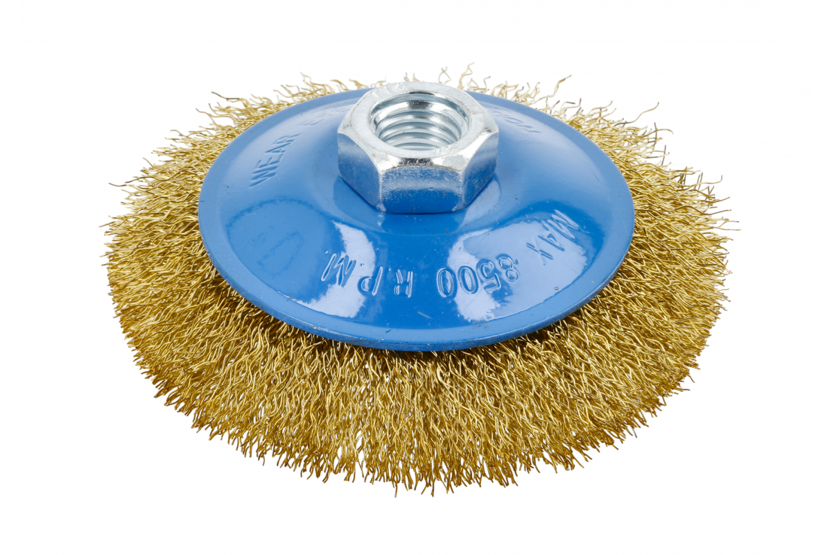 Disc brush 100 mm, M14, brass wire 0.3 mm