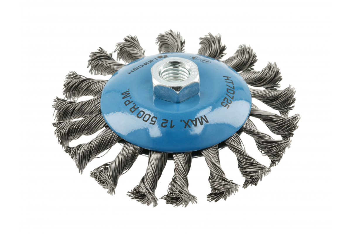 Brosse circulaire avec tige 115 mm, M14, fil d’acier, 0,5 mm