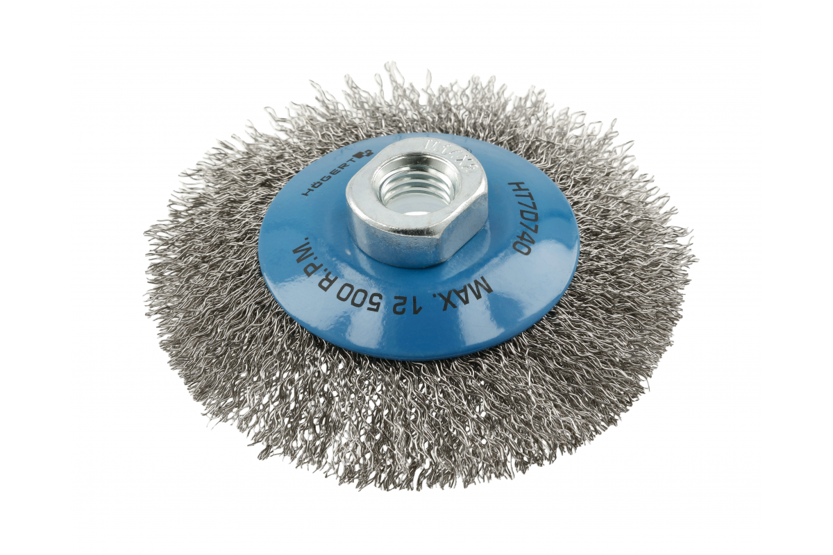 Circular brush with shaft 100 mm,  M14, steel wire, 0.3 mm