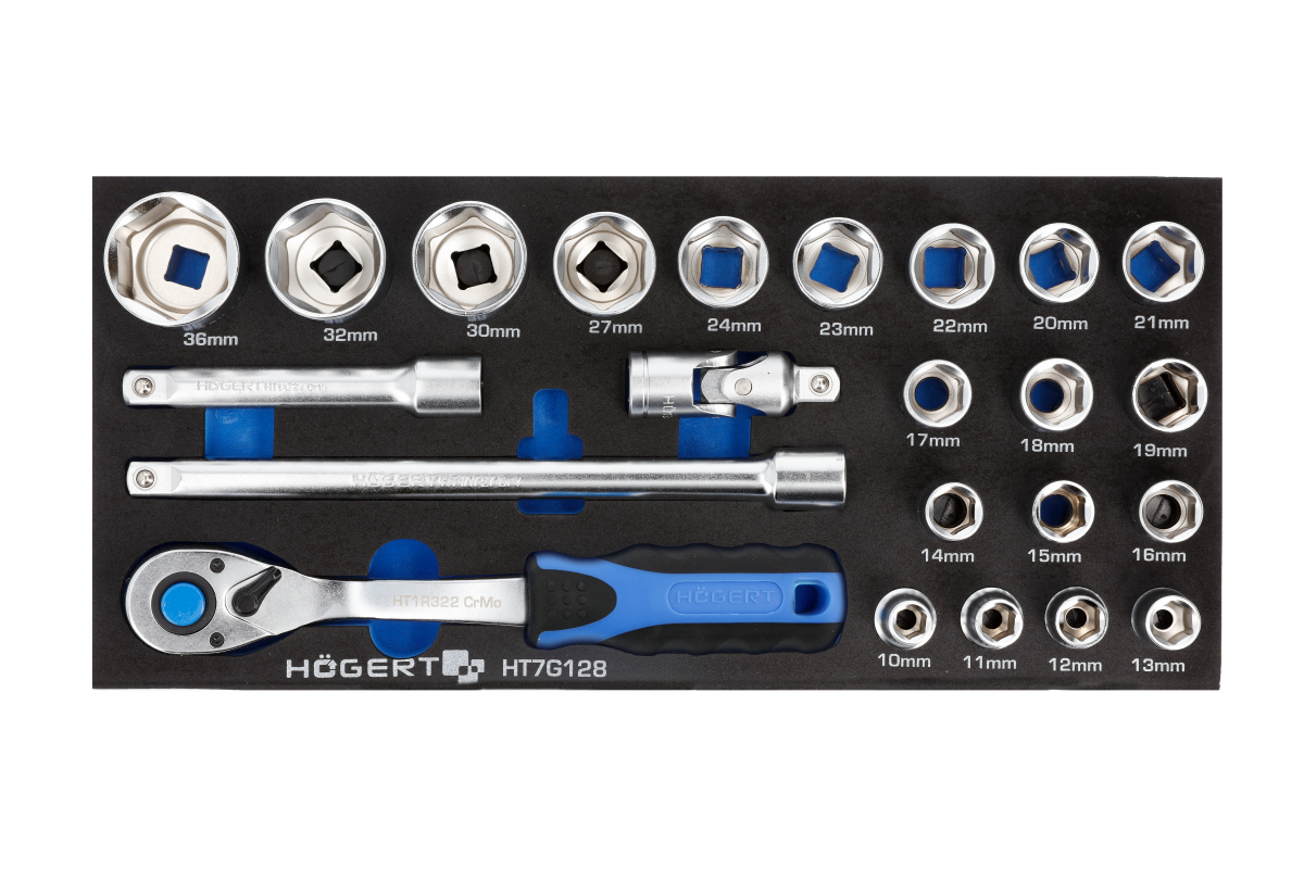 Sockets set with ratchet handle