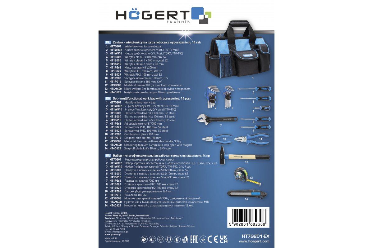 Multifunctional work bag with accessories